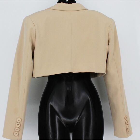 Nasty Gal Keep Up the Work Shoulder Pad Cropped Blazer in Natural Size 8 - Picture 5 of 8
